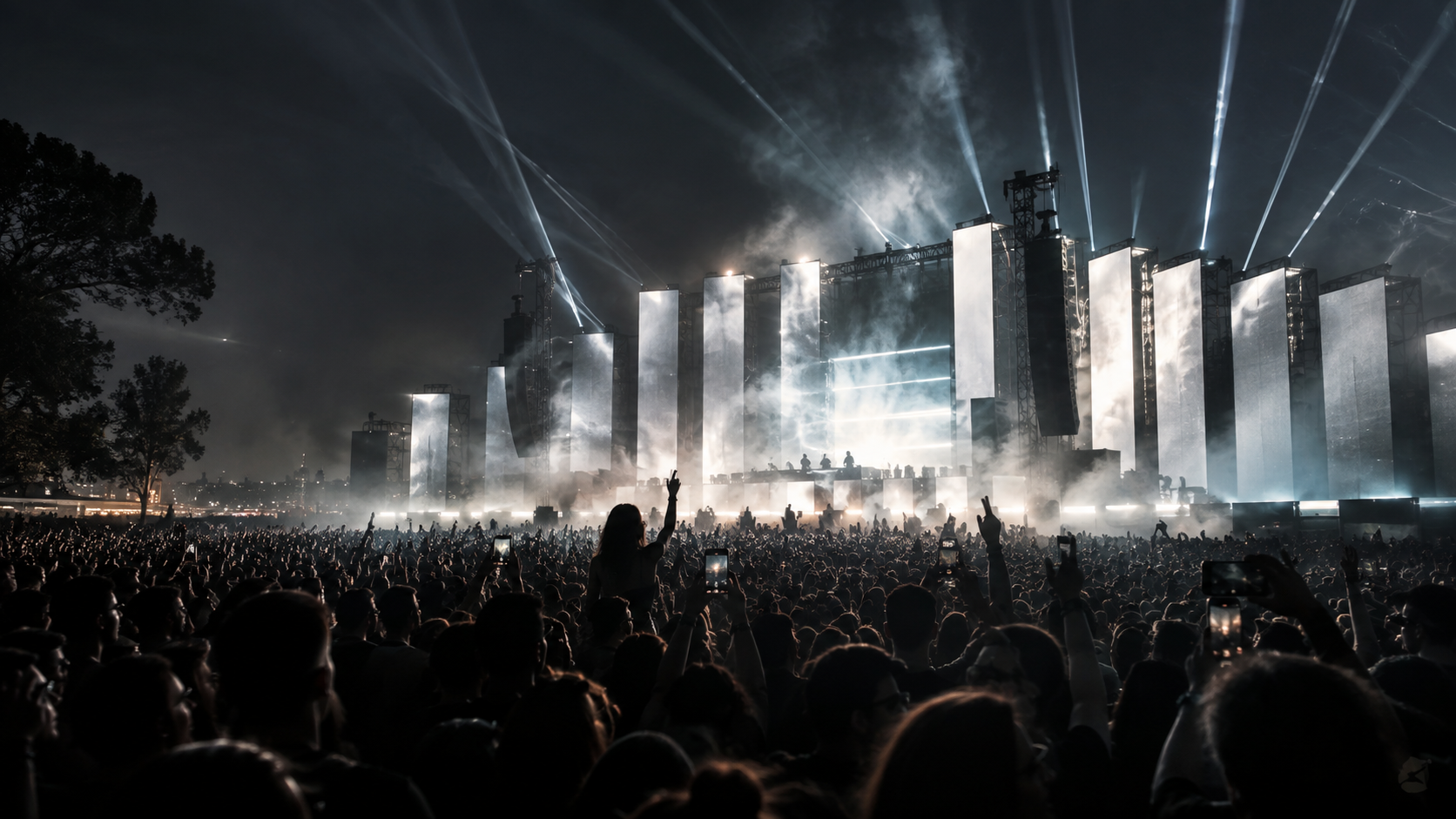 Festival main stage at night